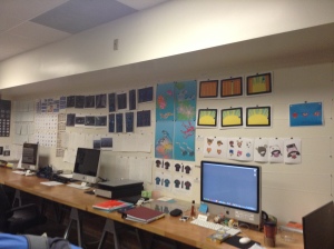 we filled up the wall space with our work (work starting from left: Shaban, Josh, Gladys)