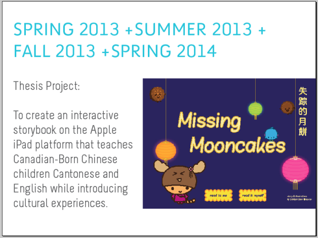 discussed the process and research involved with Missing Mooncakes
