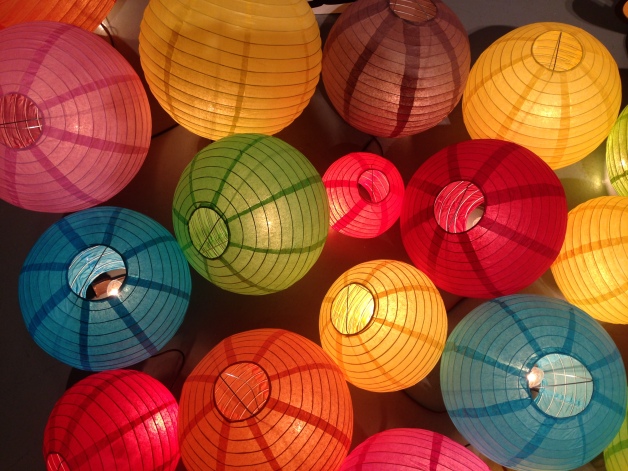 close-up of lanterns